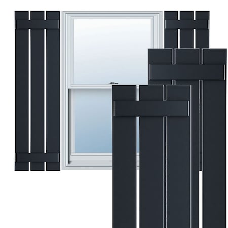 True Fit PVC Three Board Spaced Board-n-Batten Shutters, Starless Night Blue, 17 1/8W X 26H